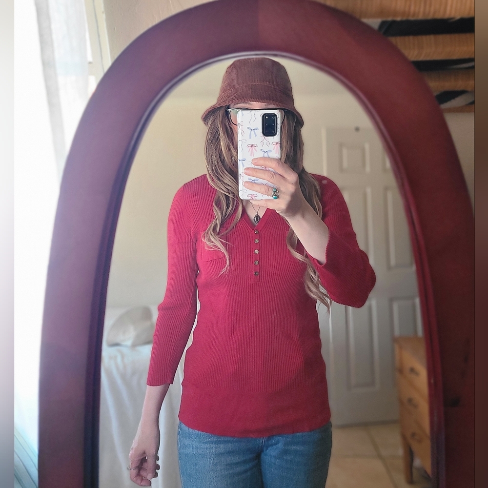 Anne Klein Vibrant Red Knit Top